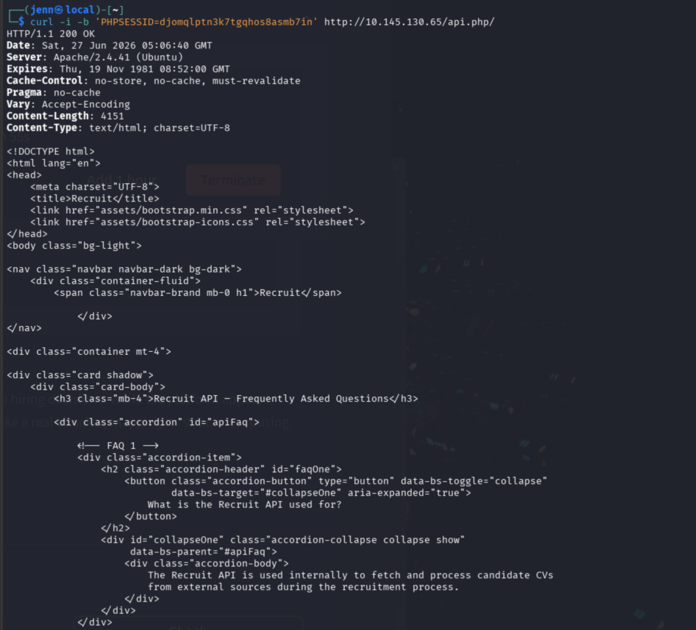 api.php response showing file fetch endpoint and parameter documentation